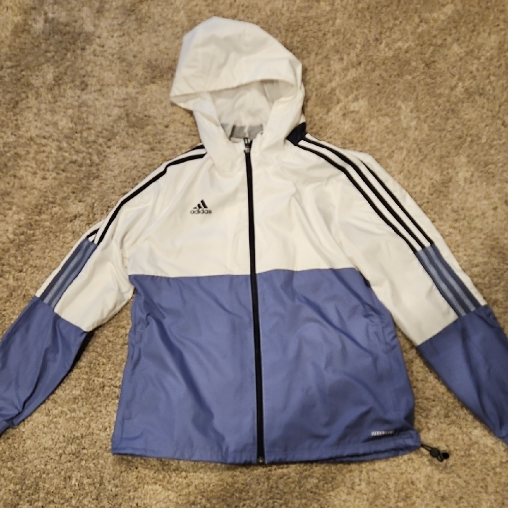 Adidas White & Blue Windbreaker